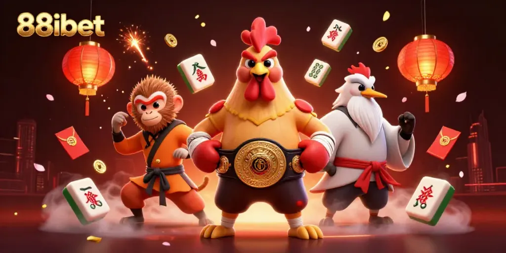 Experience gambling excitement with 88ibet, featuring vibrant characters and lively casino elements.