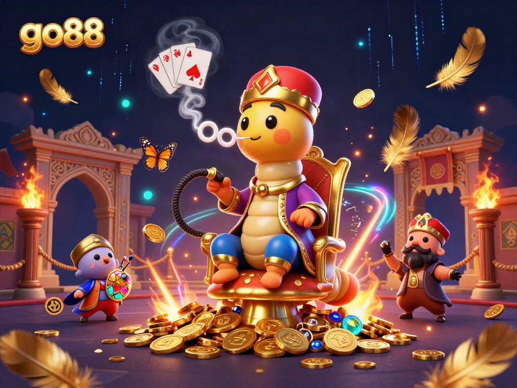 Experience thrilling gaming action with go88 in this vibrant 3D illustration featuring dynamic casino elements.