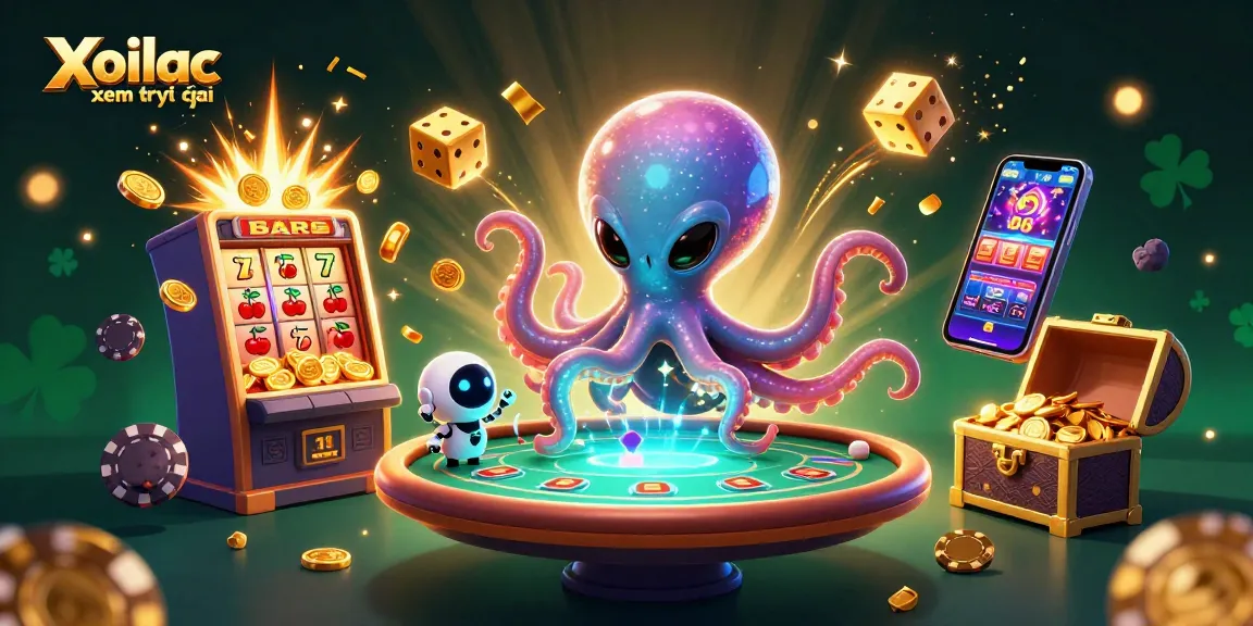 Xoilac xem trực tiếp features engaging alien characters at a holographic poker table amidst dynamic casino elements.